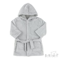 FBR305-G: Grey Animal Embossed Hooded Robe (0-6 Months)